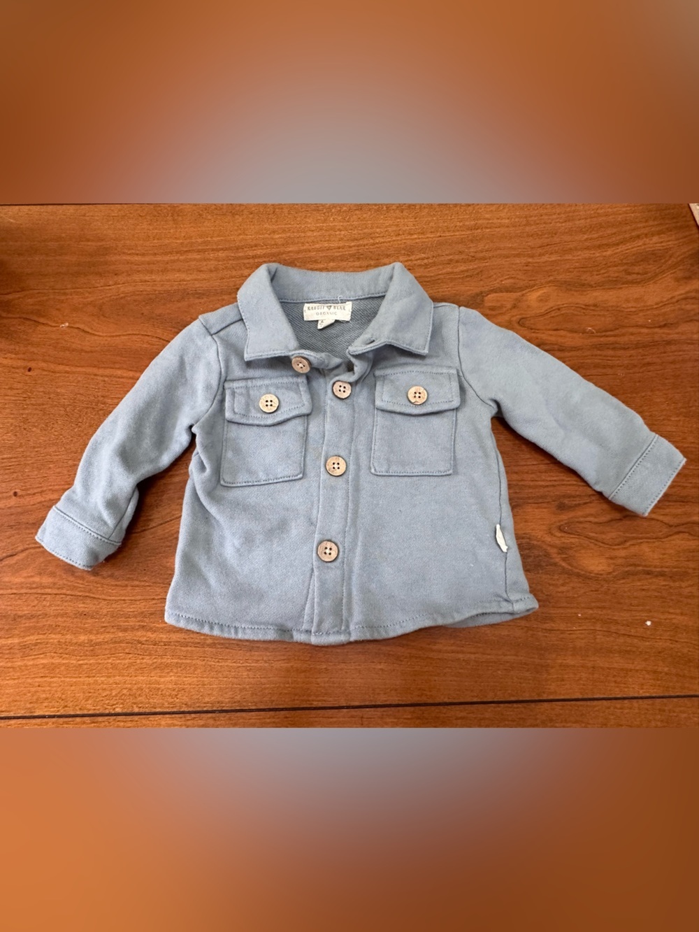 Rabbit + Bear Organic Blue Knit Shacket Baby 6–9 Months